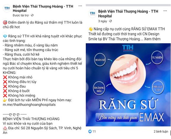 Hình ảnh quảng cáo dịch vụ trên Fanpage Bệnh viện Thái Thượng Hoàng