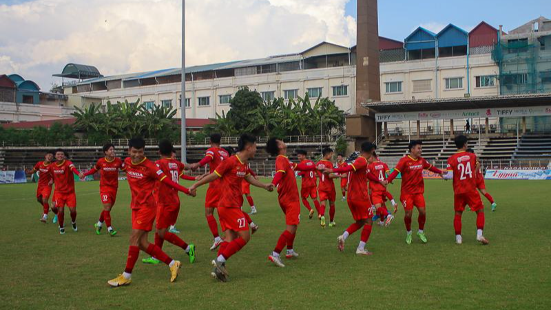  U23 đang có thời gian tập luyện vui vẻ, hiệu quả tại Campuchia