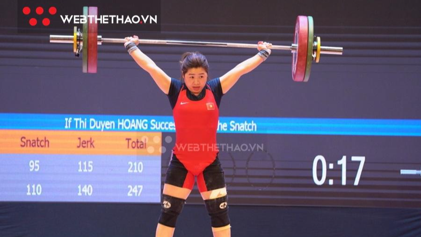 Hoàng Thị Duyên không có đối thủ ở hạng cân 59kg nữ. Ảnh: Xuân Hoàng 