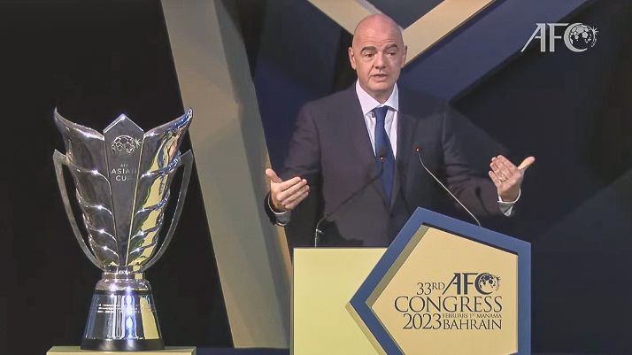 Chủ tịch FIFA Gianni Infantino phát biểu tại Đại hội. 