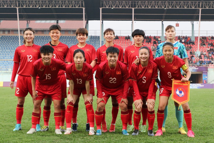 Đội tuyển nữ Việt Nam thi đấu xuất sắc tại vòng loại Olympic 2024 (Ảnh LĐBĐ Nepal)