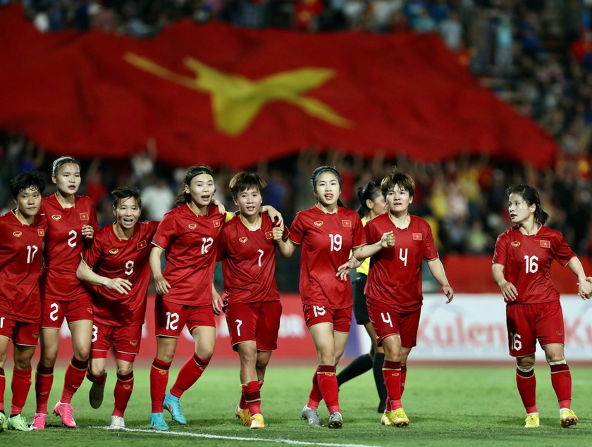Lần đầu tiên trong lịch sử, Đội tuyển Bóng đá Nữ Việt Nam đã giành quyền tham dự vòng chung kết FIFA World Cup Nữ 2023. (ảnh Tuấn Hữu)