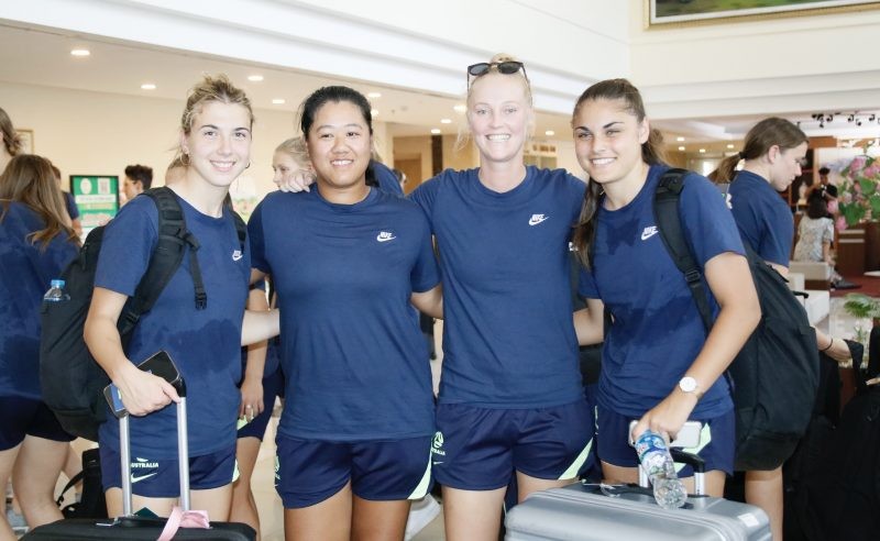  U20 nữ Australia đã có mặt tại Khách sạn Sài Gòn – Phú Thọ, TP Việt Trì để chuẩn bị cho Vòng loại thứ hai – Giải U20 nữ châu Á 2024. (ảnh Quốc Đại)
