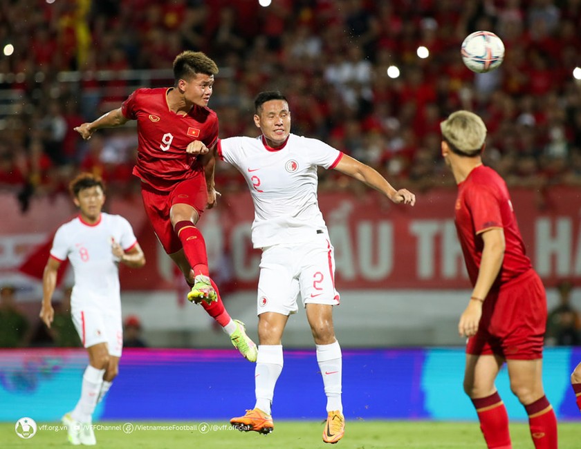 ĐT Việt Nam đã khởi động FIFA Days tháng 6 bằng chiến thắng 1-0 trước ĐT Hồng Kông (TQ) trong trận giao hữu trên SVĐ Lạch Tray, Hải Phòng tối 15/6. (ảnh VFF) 