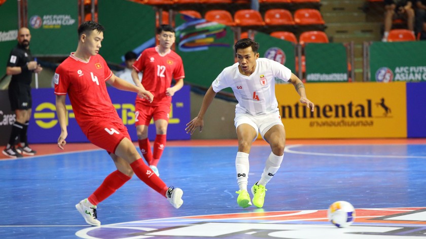 Futsal Việt Nam có trận ra quân hoà Myanmar 1-1. Ảnh VFF
