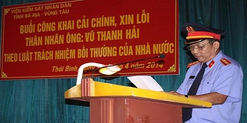 lVKSND tỉnh Bà Rịa - Vũng Tàu xin lỗi thân nhân của ông Vũ Thanh Hải - người đã bị hàm oan, tự tử 10 năm trước. 