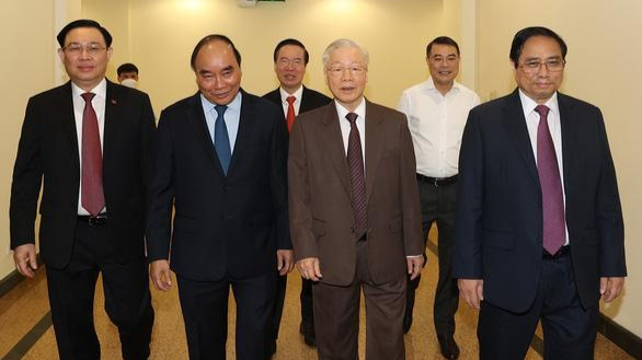 Tổng Bí thư Nguyễn Phú Trọng cùng các lãnh đạo Đảng và Nhà nước đến dự Hội nghị.