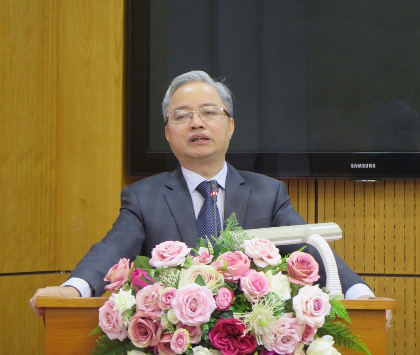 Ủy viên Ban thường vụ Đảng ủy Bộ Tư pháp, Bí thư Đảng ủy Tổng cục THADS, Tổng cục trưởng Tổng cục THADS Nguyễn Quang Thái phát biểu chỉ đạo tại Hội nghị.