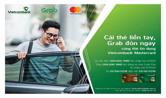 Chương trình “Cài thẻ liền tay, Grab đón ngay” dành cho thẻ tín dụng Vietcombank Mastercard