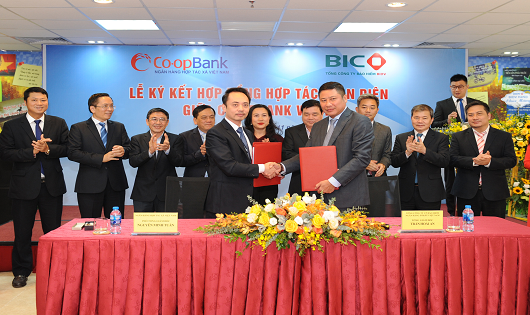 Đại diện lãnh đạo BIC và Co-opBank ký kết hợp đồng hợp tác toàn diện