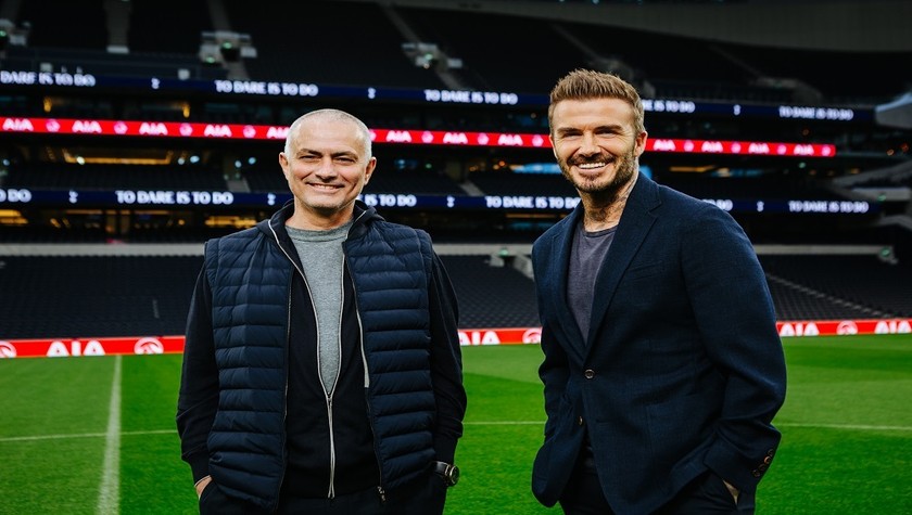 Huận luyện viên Jose Mourinho và David Beckham tại sân vận động Spurs
