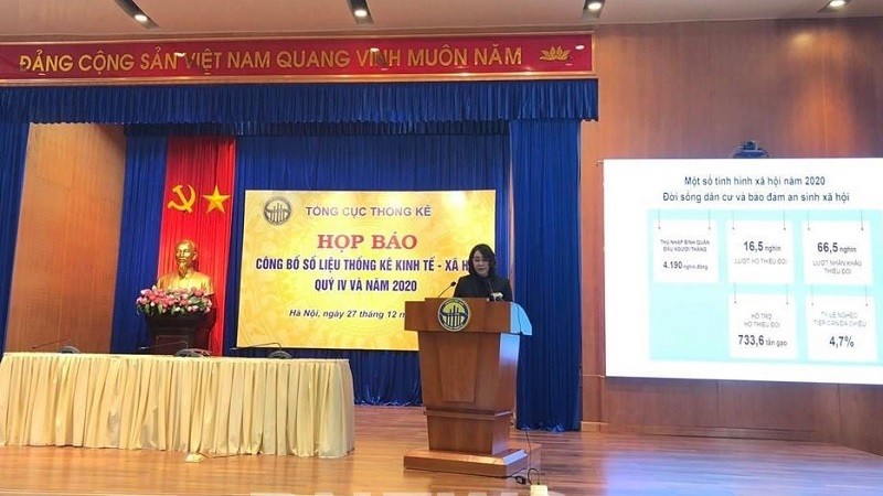 Bà Nguyễn Thị Hương - Tổng cục trưởng Tổng cục Thống kê - chủ trì cuộc họp báo.