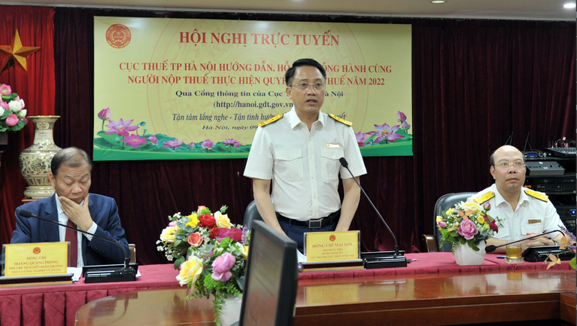 Cục trưởng Cục Thuế TP Hà Nội Mai Sơn phát biểu chỉ đạo hội nghị.