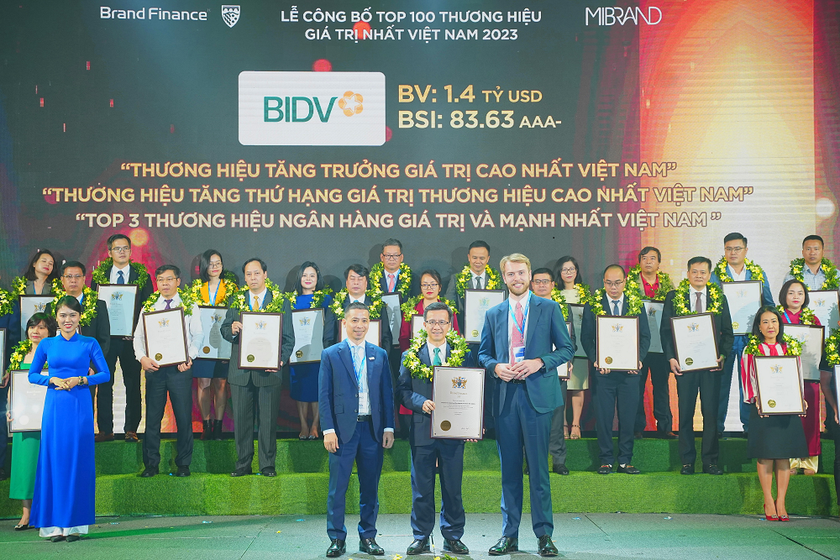BIDV được vinh danh 'Top 10 thương hiệu giá trị nhất Việt Nam năm 2023'
