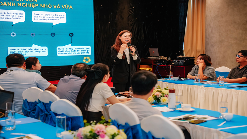 Bà Nguyễn Thị Kim Phượng - Phó Giám đốc Ban Khách hàng DN BIDV – phát biểu tại Diễn đàn.