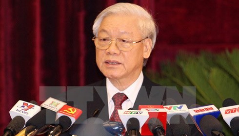 Tổng Bí thư Nguyễn Phú Trọng phát biểu bế mạc. (Ảnh: Thống Nhất/TTXVN)