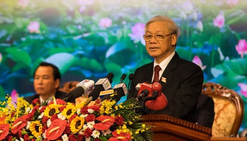 Tổng Bí thư Nguyễn Phú Trọng phát biểu tại Đại hội. Ảnh: VGP/Mai Anh