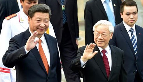Tổng bí thư Nguyễn Phú Trọng đón chính thức Tổng bí thư, Chủ tịch nước Trung Quốc Tập Cận Bình - Ảnh: Ngọc Thắng