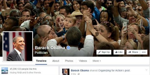 Trang Facebook của ông Obama do Tổ chức vì Hành động điều hành.
