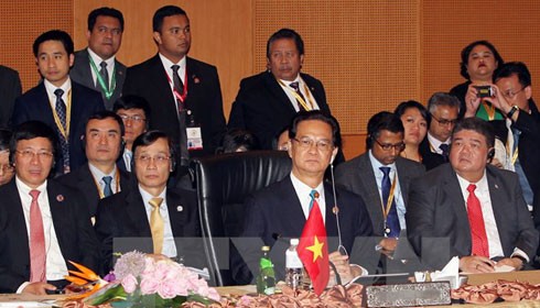 Thủ tướng Nguyễn Tấn Dũng tại Hội nghị Cấp cao ASEAN-Trung Quốc lần thứ 18. (Ảnh: Đức Tám/TTXVN)