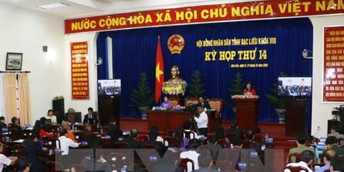 Quang cảnh phiên bế mạc kỳ họp Hội đồng Nhân dân tỉnh Bạc Liêu khóa VIII. (Ảnh: Thanh Liêm/TTXVN)
