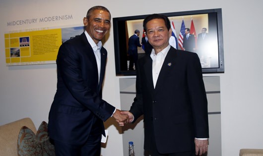 Thủ tướng Nguyễn Tấn Dũng hội kiến Tổng thống Obama. Ảnh: TTXVN. 