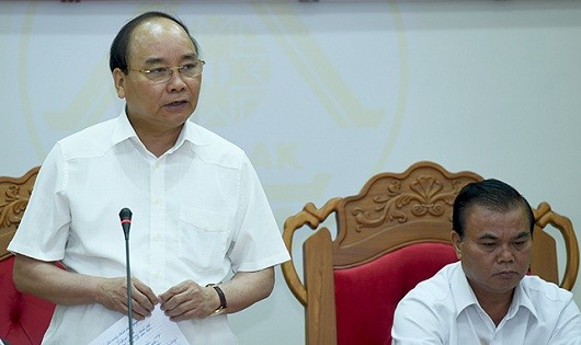 Thủ tướng Nguyễn Xuân Phúc làm việc với lãnh đạo chủ chốt tỉnh Đắk Lắk. Ảnh: VGP.