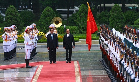 Cận cảnh lễ đón Tổng thống Pháp tại Phủ Chủ tịch
