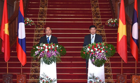 Hai Thủ tướng chủ trì họp báo sau hội đàm. Ảnh: VGP