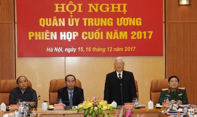 Tổng Bí thư Nguyễn Phú Trọng chủ trì Hội nghị Quân ủy Trung ương. Ảnh: TTXVN