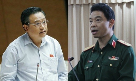 Thiếu tướng Lê Xuân Trường (bên phải) và ông Trần Sỹ Thanh (bên trái)