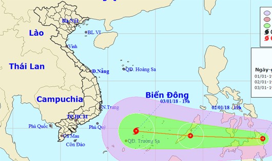 Xuất hiện áp thấp nhiệt đới mạnh gần biển Đông