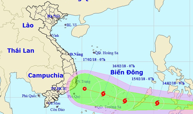 Bão giật cấp 11 hướng vào vùng biển Khánh Hòa - Bình Thuận