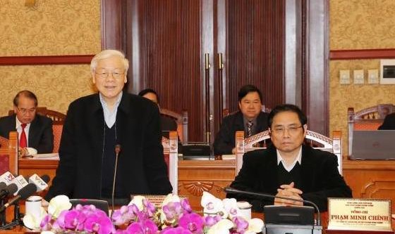 Tổng Bí thư Nguyễn Phú Trọng phát biểu tại phiên họp đầu tiên trong năm Mậu Tuất của Ban Bí thư.