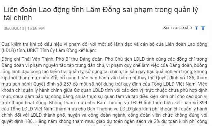 Kỷ luật Phó Chủ tịch cùng 2 nữ cán bộ LĐLD tỉnh Lâm Đồng
