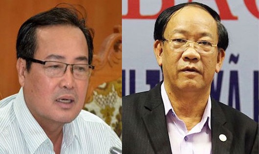 Ông Đinh Văn Thu, Chủ tịch UBND tỉnh Quảng Nam (ảnh phải) và ông Huỳnh Khánh Toàn, Phó Chủ tịch UBND tỉnh Quảng Nam.