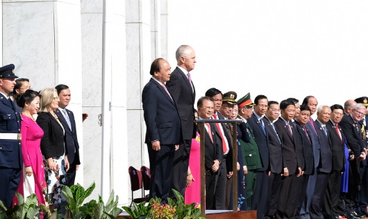 Lễ đón Thủ tướng Nguyễn Xuân Phúc tại Australia. Ảnh: VGP/Quang Hiếu.