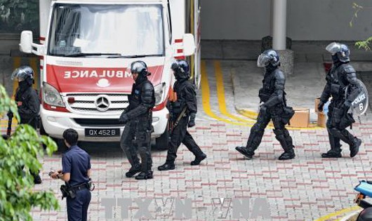 Cảnh sát tuần tra tại Singapore. Ảnh: AFP/TTXVN