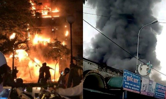 Cháy lớn ở 2 khu buôn bán sầm uất tại Hà Nội và TP HCM