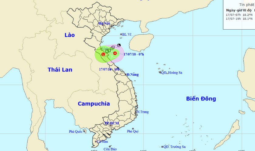 Áp thấp nhiệt đới đang hoành hành vùng biển Nghệ An - Quảng Bình