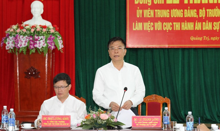 Bộ trưởng Lê Thành Long làm việc với Thường trực Tỉnh ủy và Cục THADS Quảng Trị