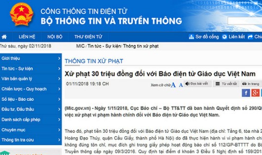 Xử phạt báo điện tử Giáo dục Việt Nam vì đăng tin sai tôn chỉ, mục đích