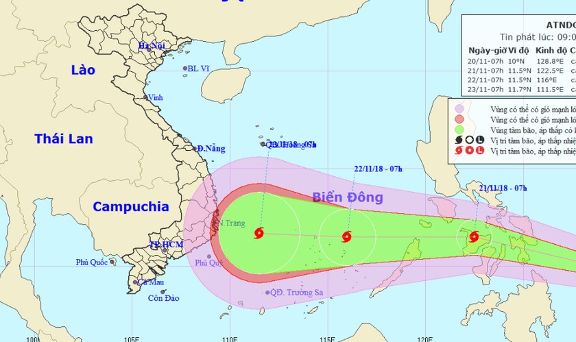 Áp thấp nhiệt đới khả năng mạnh thành bão lại hướng vào Nha Trang