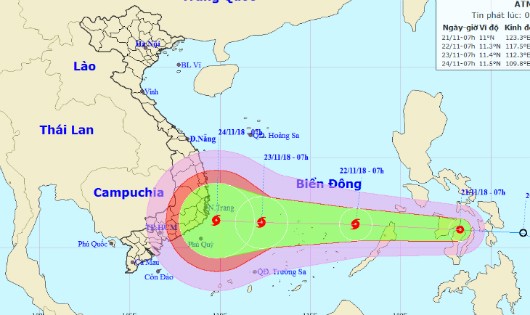 Sáng mai khả năng bão vào biển Đông, tâm hướng đến Nam Trung Bộ