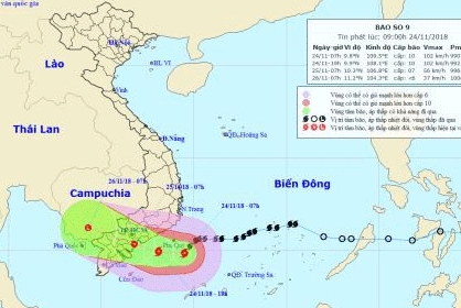 Chiều tối nay khả năng bão đổ bộ Bình Thuận - Bến Tre, TP HCM sẽ mưa rất to
