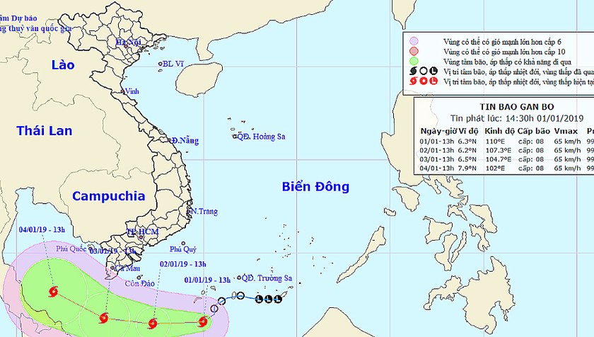 Bão đổ bộ đầu năm mới, Côn Đảo đến Phú Quốc trong vùng nguy hiểm