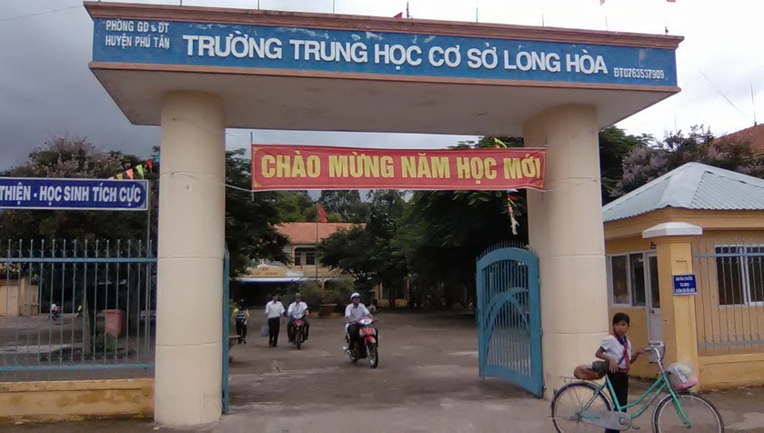 Trường THCS Long Hòa – nơi xảy ra vụ giáo viên đánh học sinh