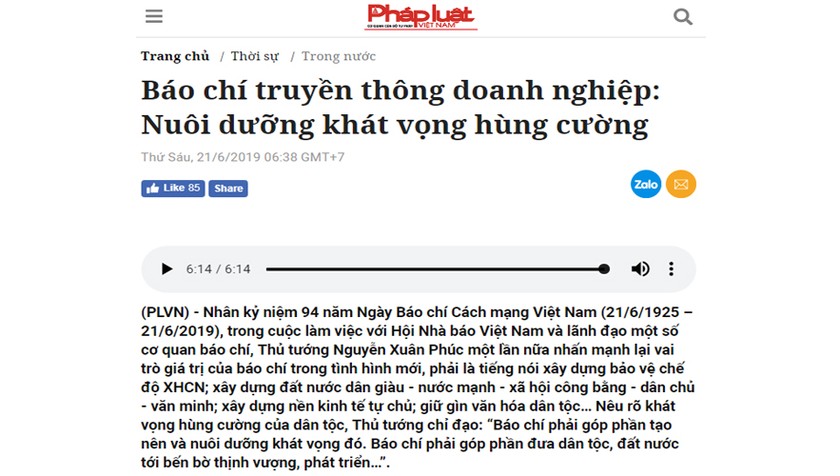 Ra mắt Báo nói Pháp luật Việt Nam