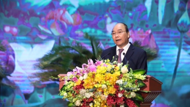 Thủ tướng Nguyễn Xuân Phúc phát biểu tại Lễ kỷ niệm. Ảnh: Cổng thông tin Bộ Quốc phòng.