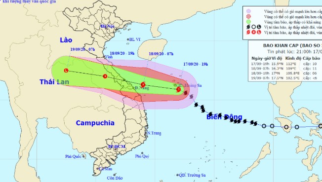 Ngày mai bão đổ bộ, Quảng Bình - Quảng Nam đề phòng gió cấp 11, sóng cao 3-5m